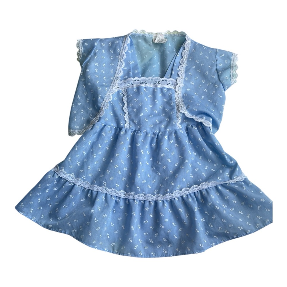 Sears Blue Kids Dress with White Accents
